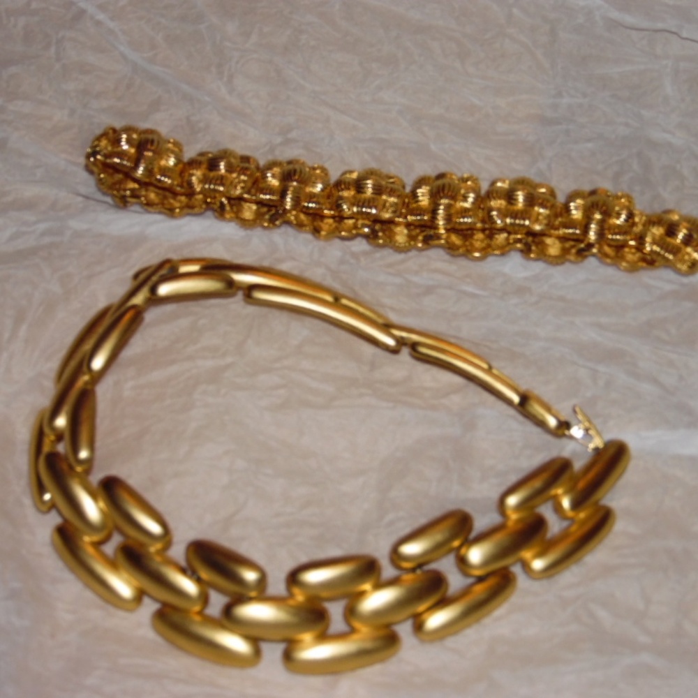 VINT. FENDI CHUNKY TEXTURED WOVEN COLLAR +Givenchy Collar Necklace Signed -Flaws